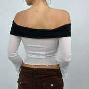 #66 MUSTERTEILE-SALE | One Size Langarm-Weiß und Schwarz Unterlage mila