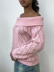 BEST PICKS | small pink off the shoulder long sleeve knit top