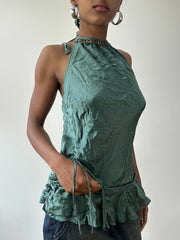 💚vintage edit thirty-one | talla: S · color: verde · prenda: top · detalles: cuello halter + tachuelas + escote