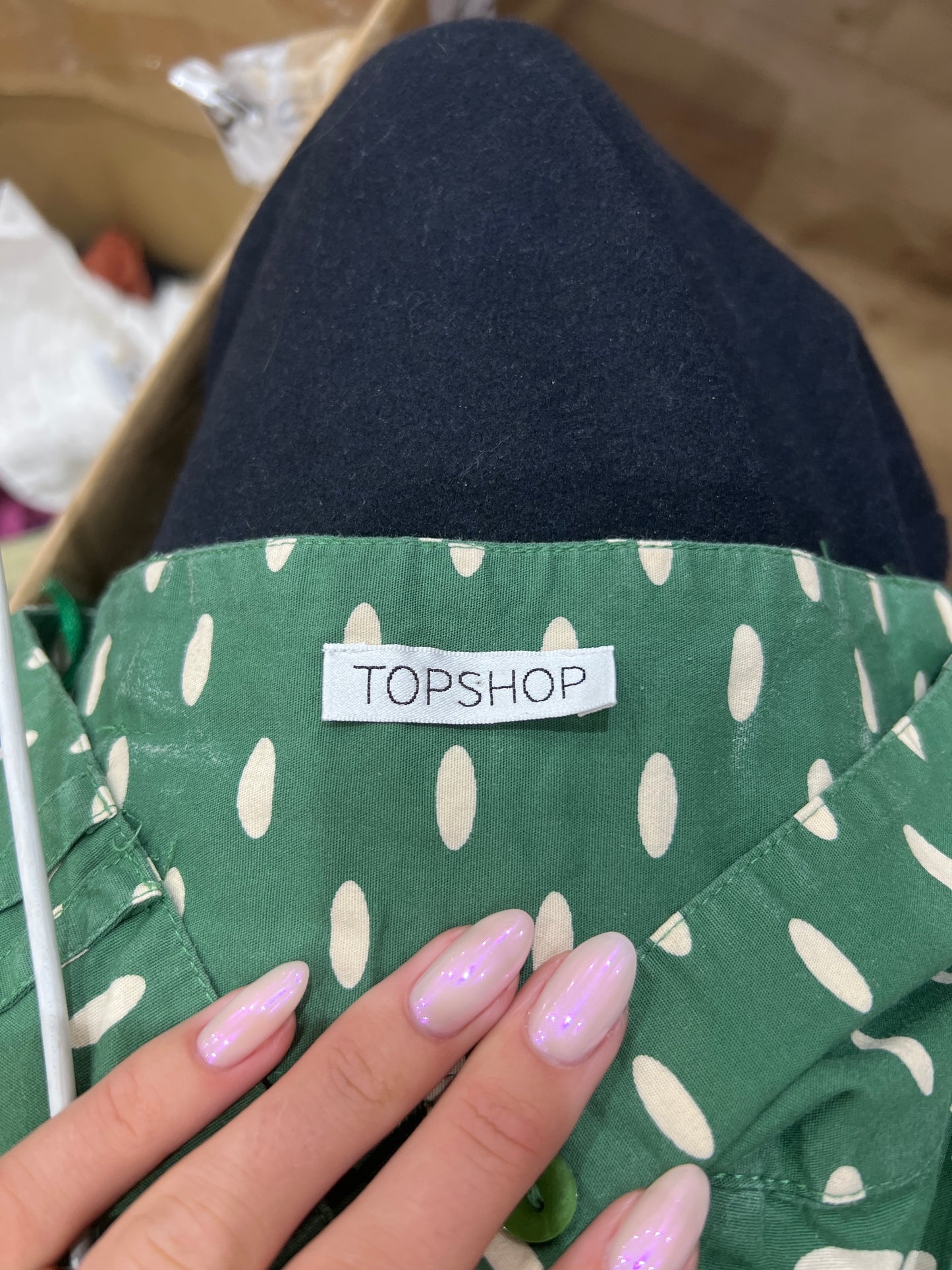 SUMMER SOLSTICE DROP | extra small green old label topshop polka dot mini shorts