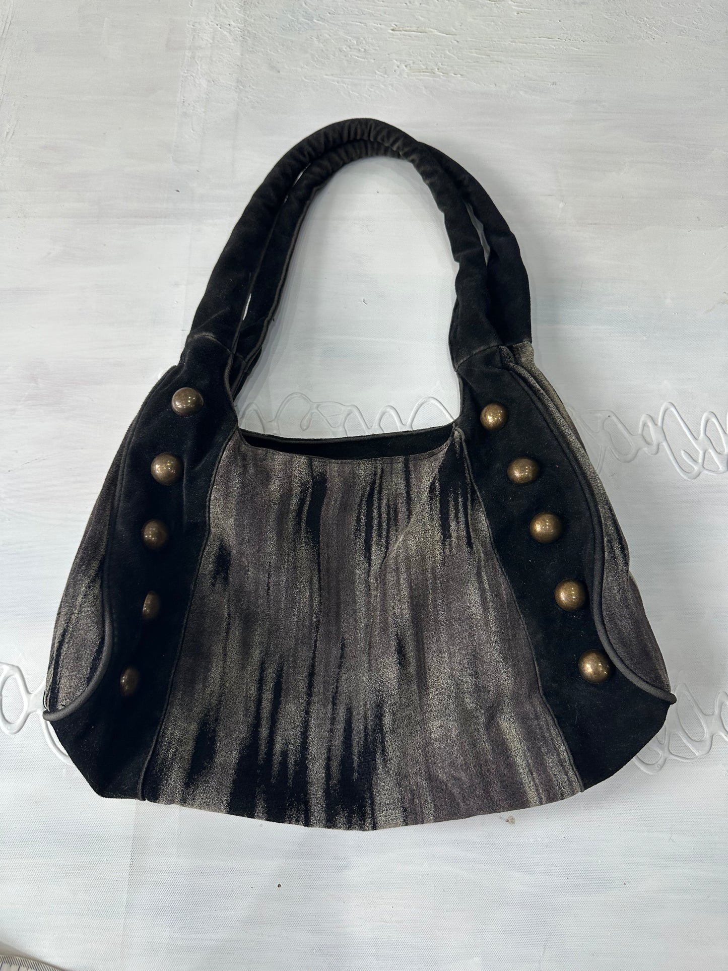 vintage edit thirty-two | grey and black striped shoulder bag