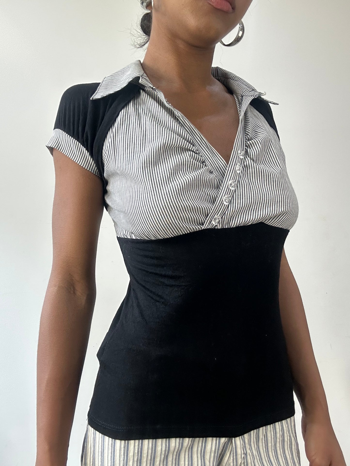 vintage edit thirty-one | small black and pinstripe blouse