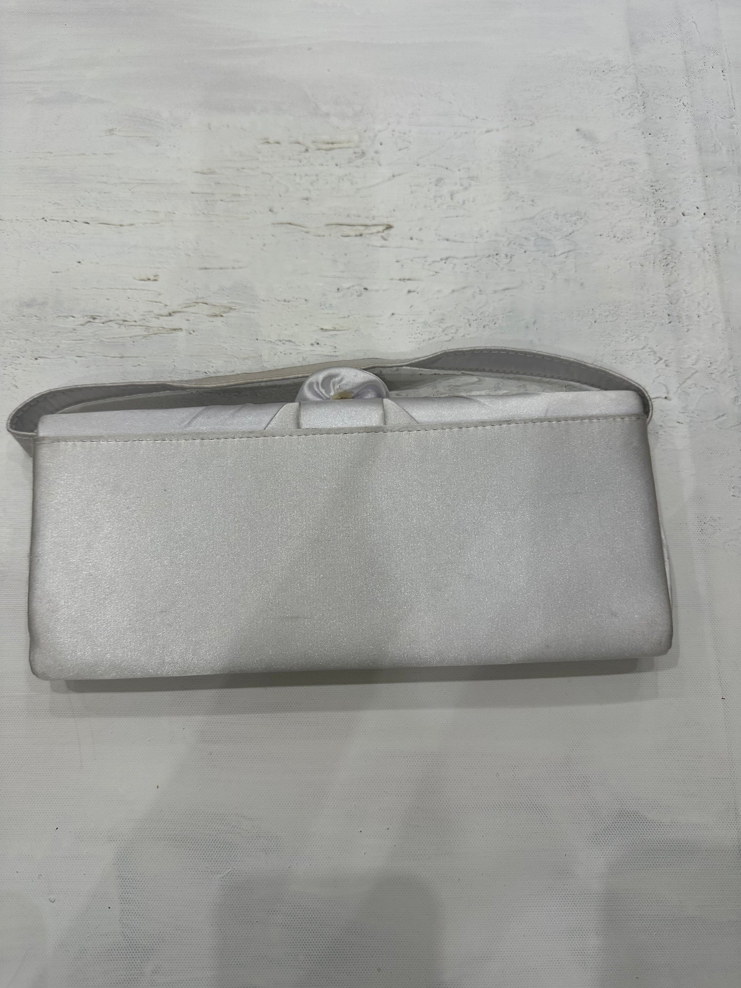 wedding guest drop | white clutch handbag with floral details