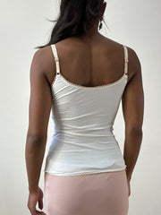 BEST PICKS | extra small white cami top with patchwork detail