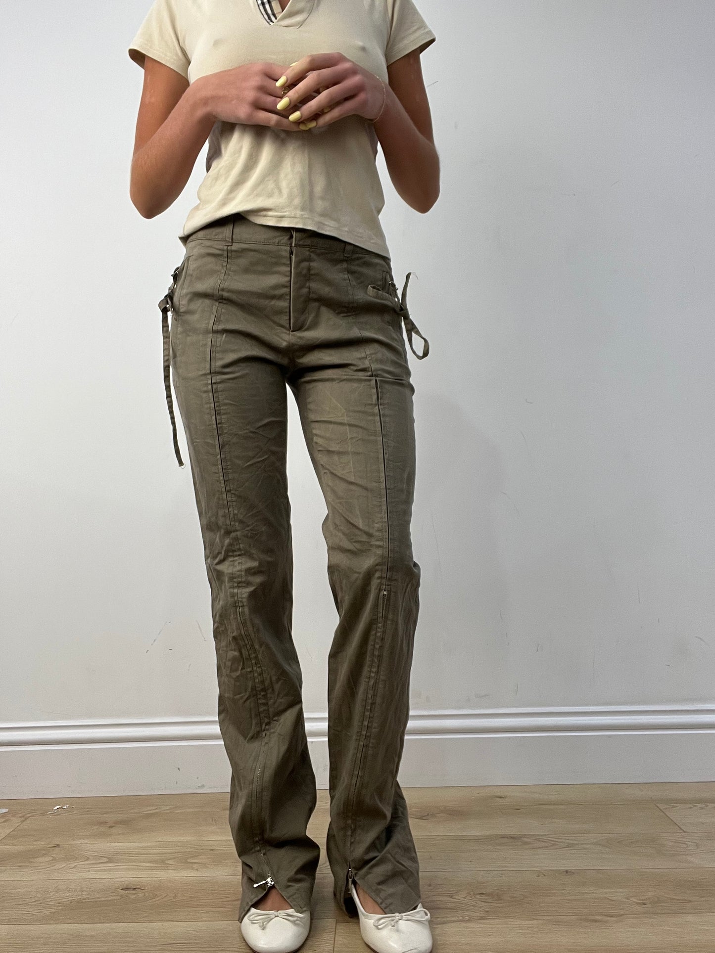vintage edit twelve | small green trousers with tie side detail