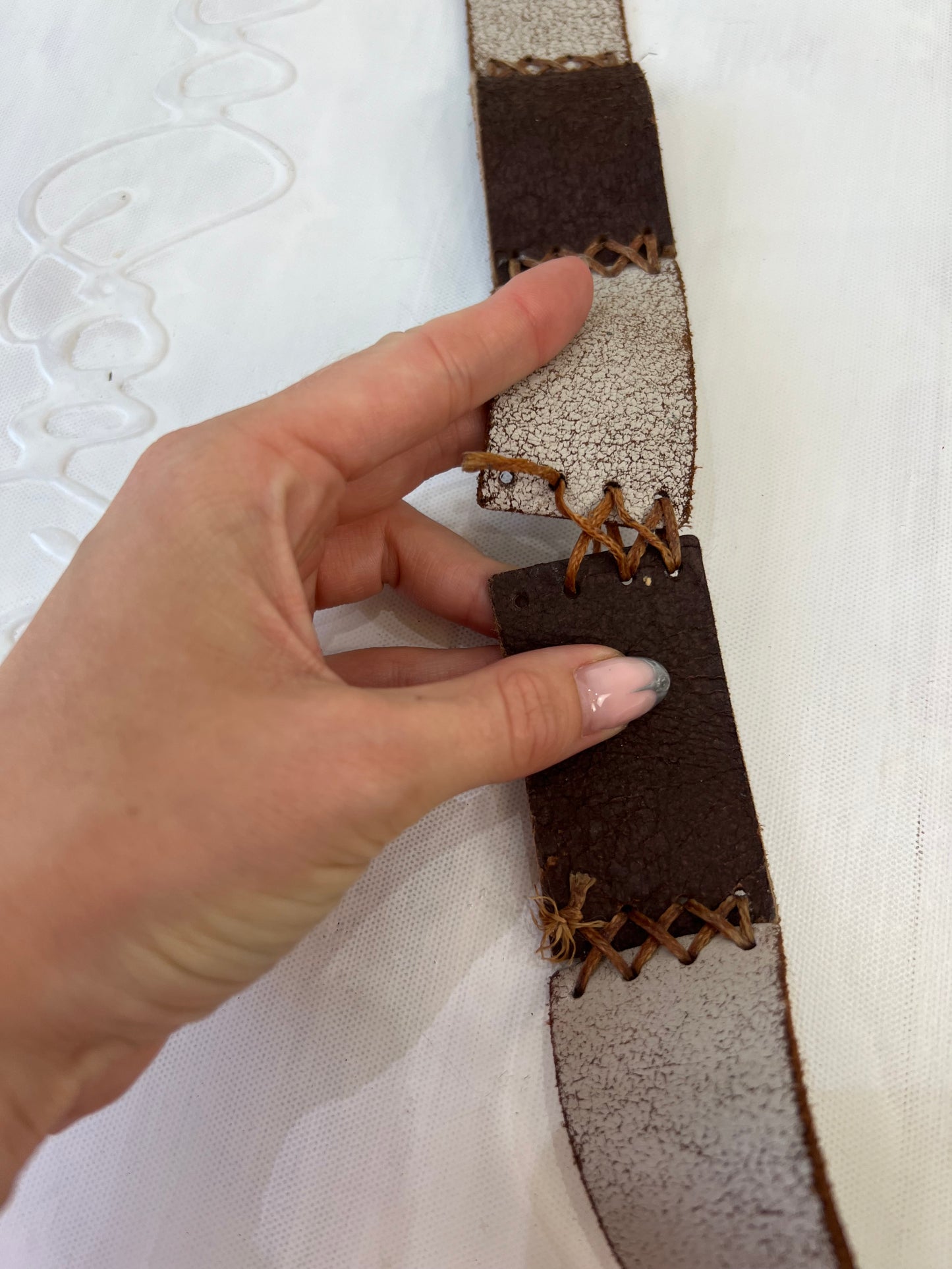 summer edit | brown and beige leather two tone belt