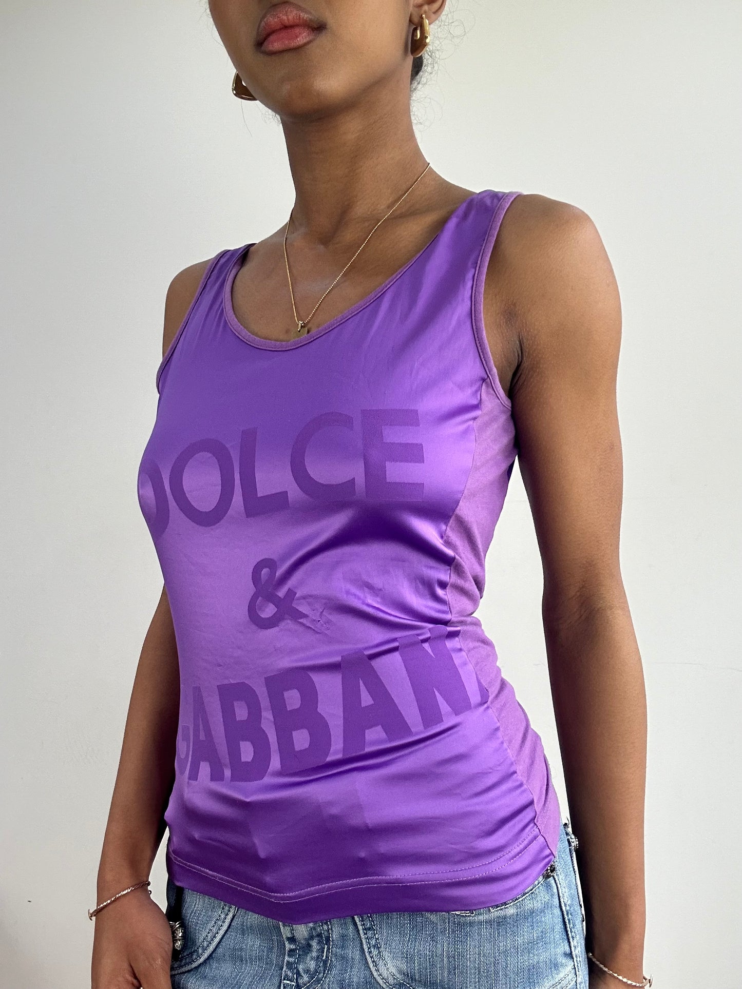 vintage edit fifteen | medium purple d&g logo tank top