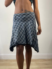 vintage edit: fashion week | medium blue orsay plaid midi skirt
