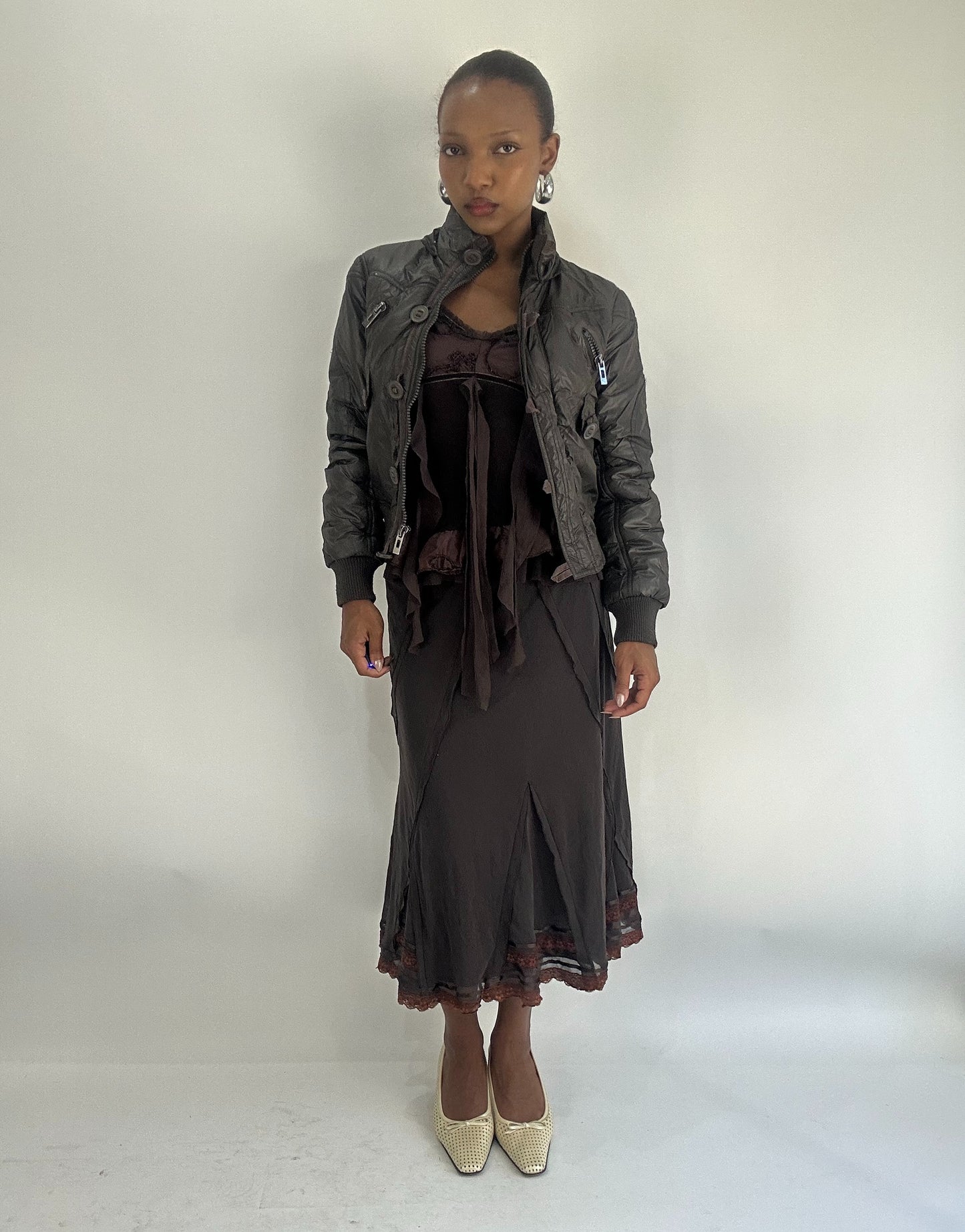 AUTUMN FAVOURITES | small brown puffer jacket with button details