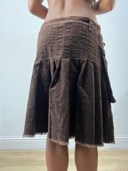 BEST PICKS | medium brown suede style studded midi skirt