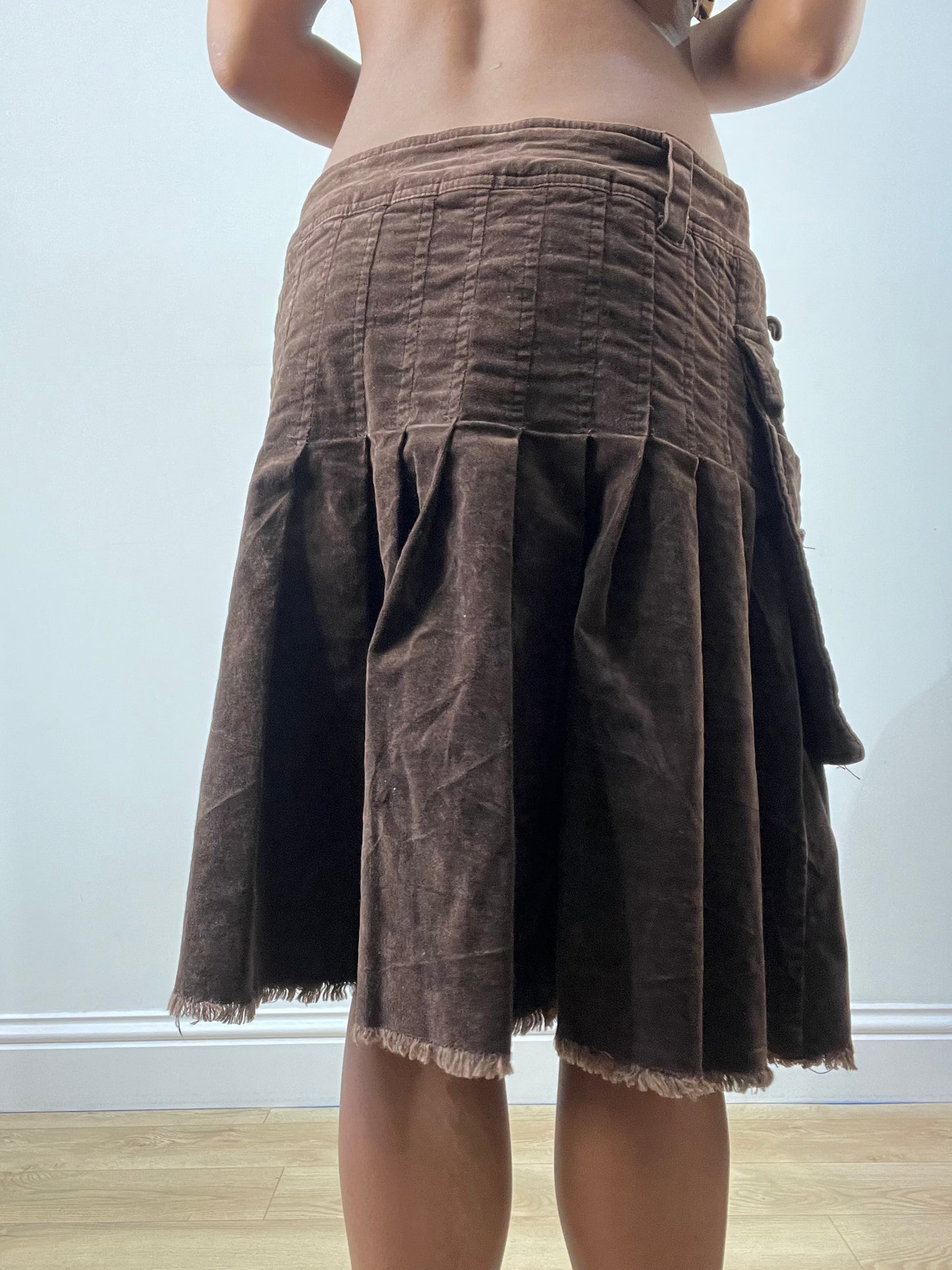 BEST PICKS | medium brown suede style studded midi skirt
