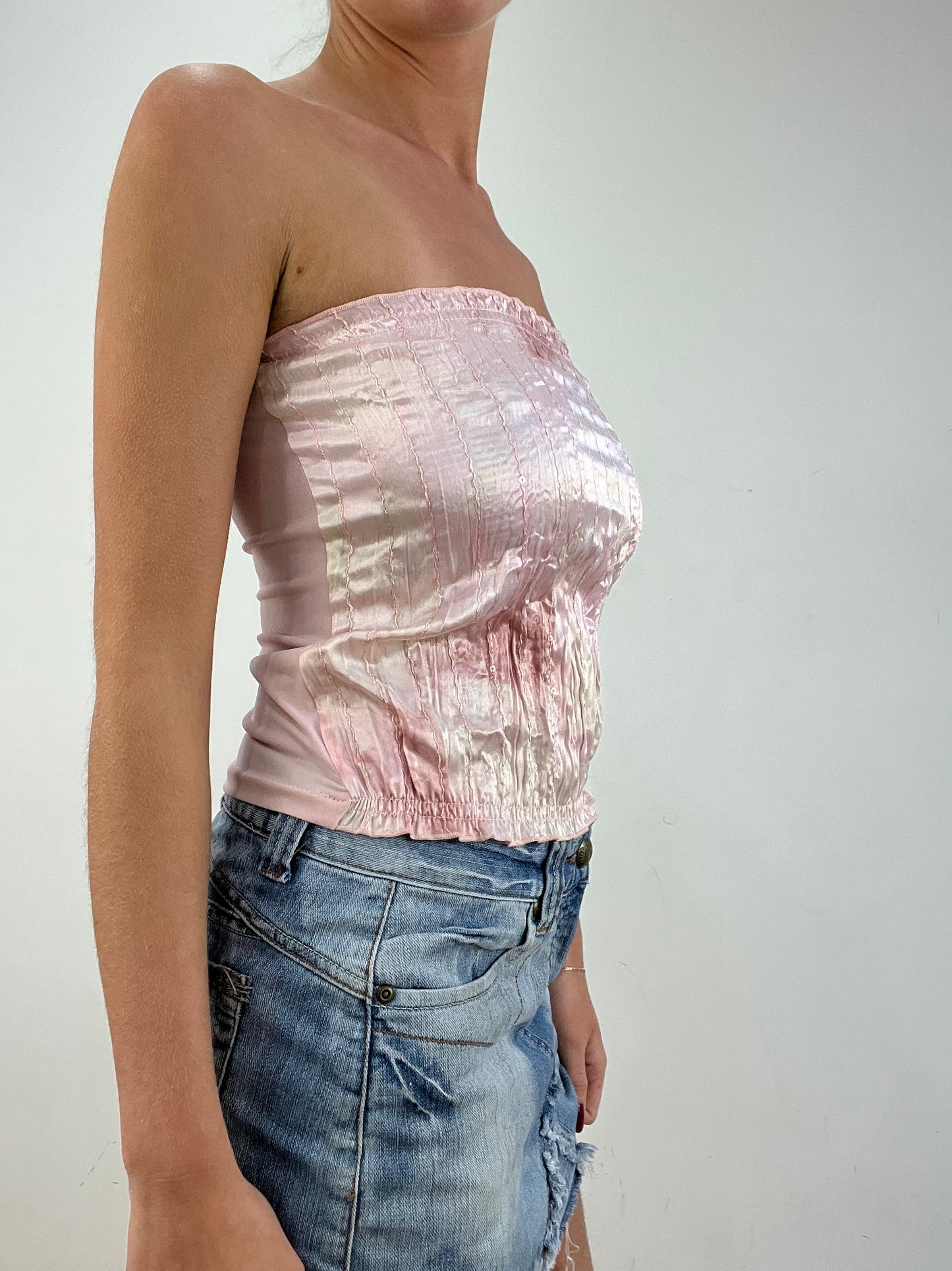 vintage edit fourteen | pink satin style bandeau top