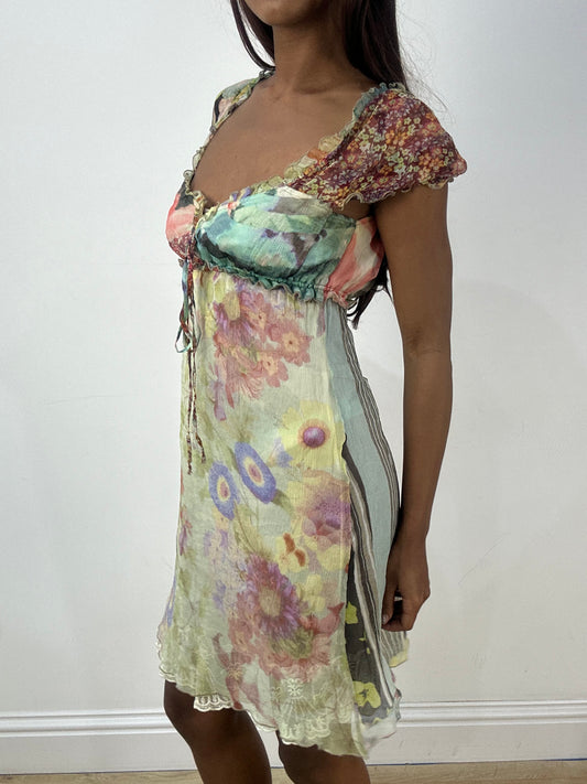 BEST PICKS | extra small light green mesh overlay midi dress