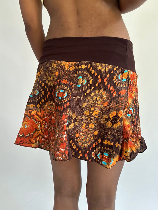 ‼️ | small brown and orange patterned mini skirt