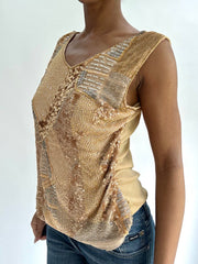 Top-Auswahl | Mittelgroßes Gold-Perlen-Tanktop