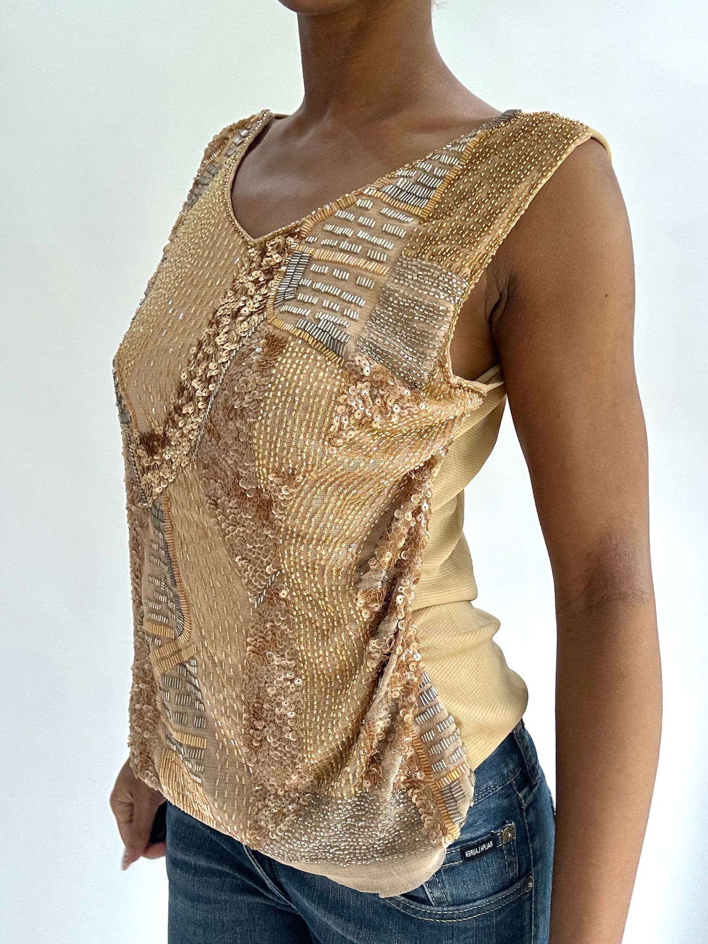 BEST PICKS | medium gold beaded tank top
