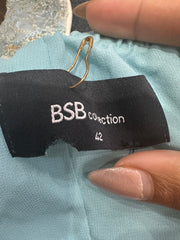 MEJORES RECOPTAS | top bandeau azul medio con superposición de encaje y lentejuelas