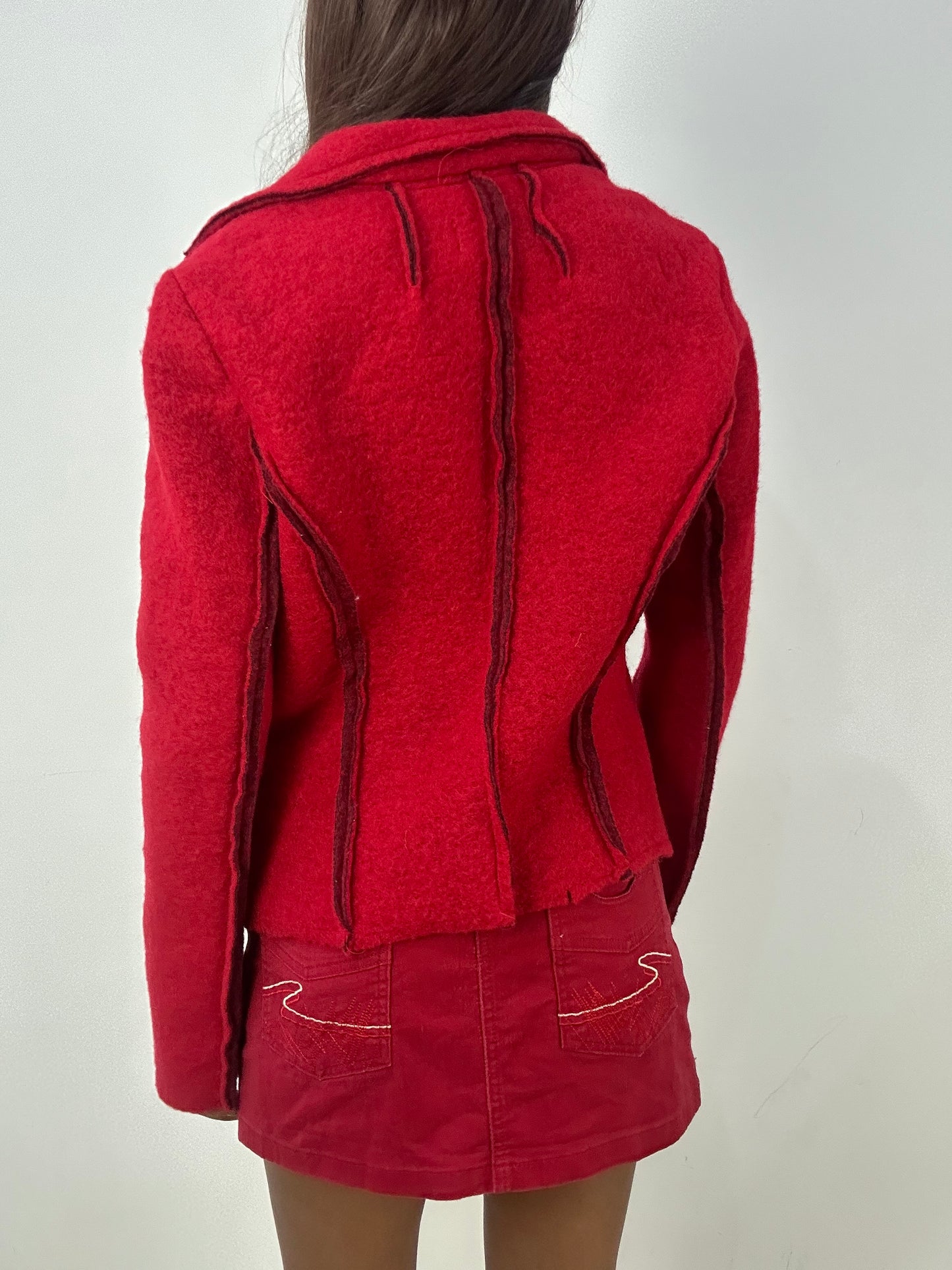 vintage edit thirty-three | small red felt style blazer jacket