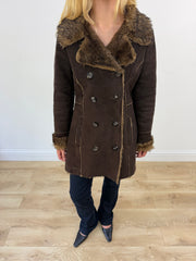 small chocolate brown button trench coat