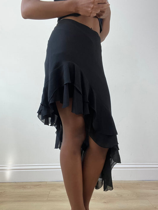 BEST PICKS | medium black mesh overlay midi skirt