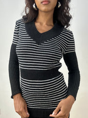 BEST PICKS | small black knit jumper with white stripe print