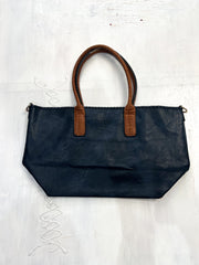 gilmore girls | navy handbag with brown handles