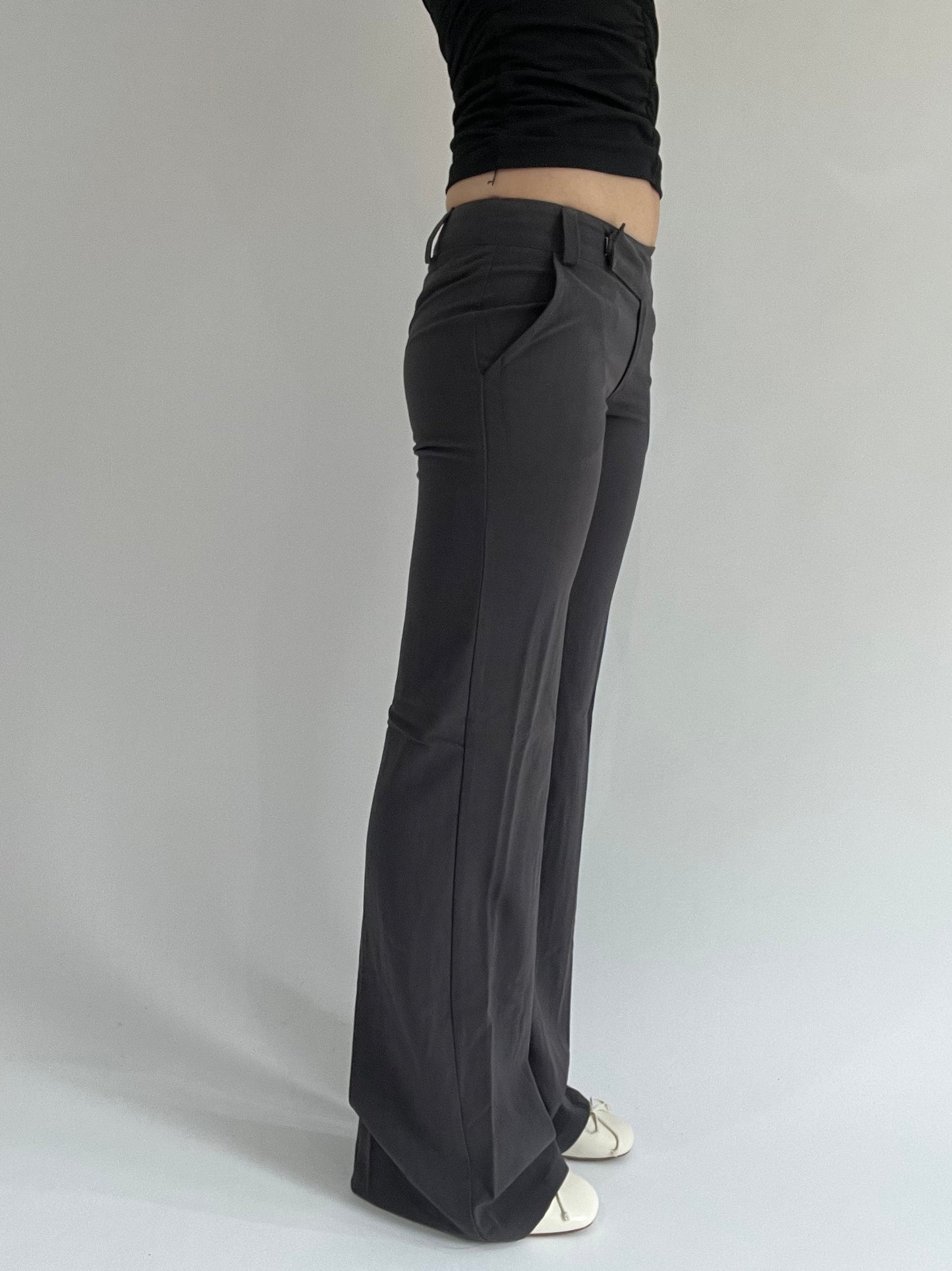 ‼️ | dark grey belt detail fitted trousers