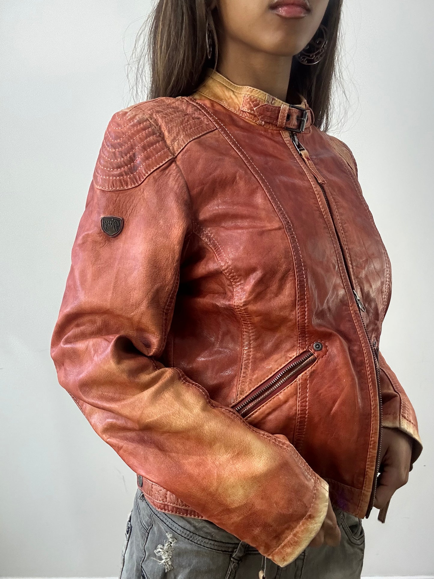 2016 edit | small pink leather dual zip jacket