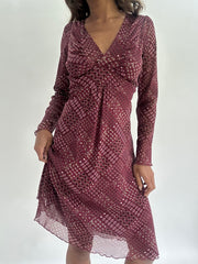 wedding guest drop | taille: M · couleur: bordeaux · article: robe · détails: à motifs + longueur midi