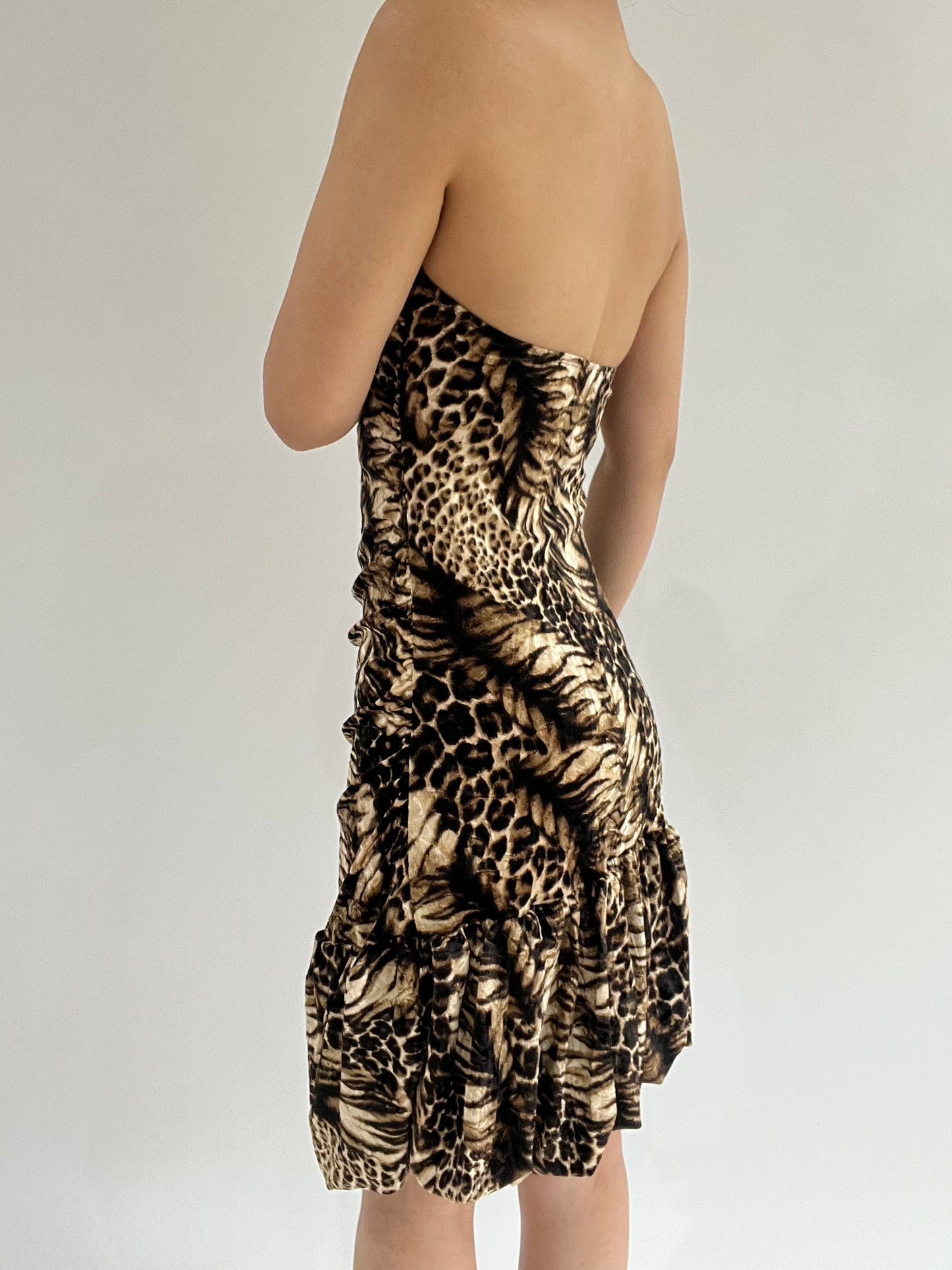 ‼️ medium brown leopard pattern bandeau dress