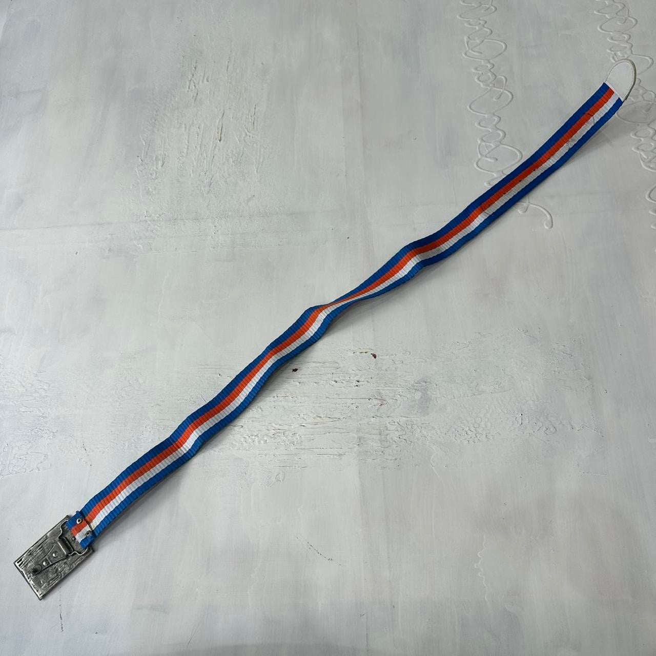 ⭐️💻 | one size blue and orange nylon belt with silver beaded buckle