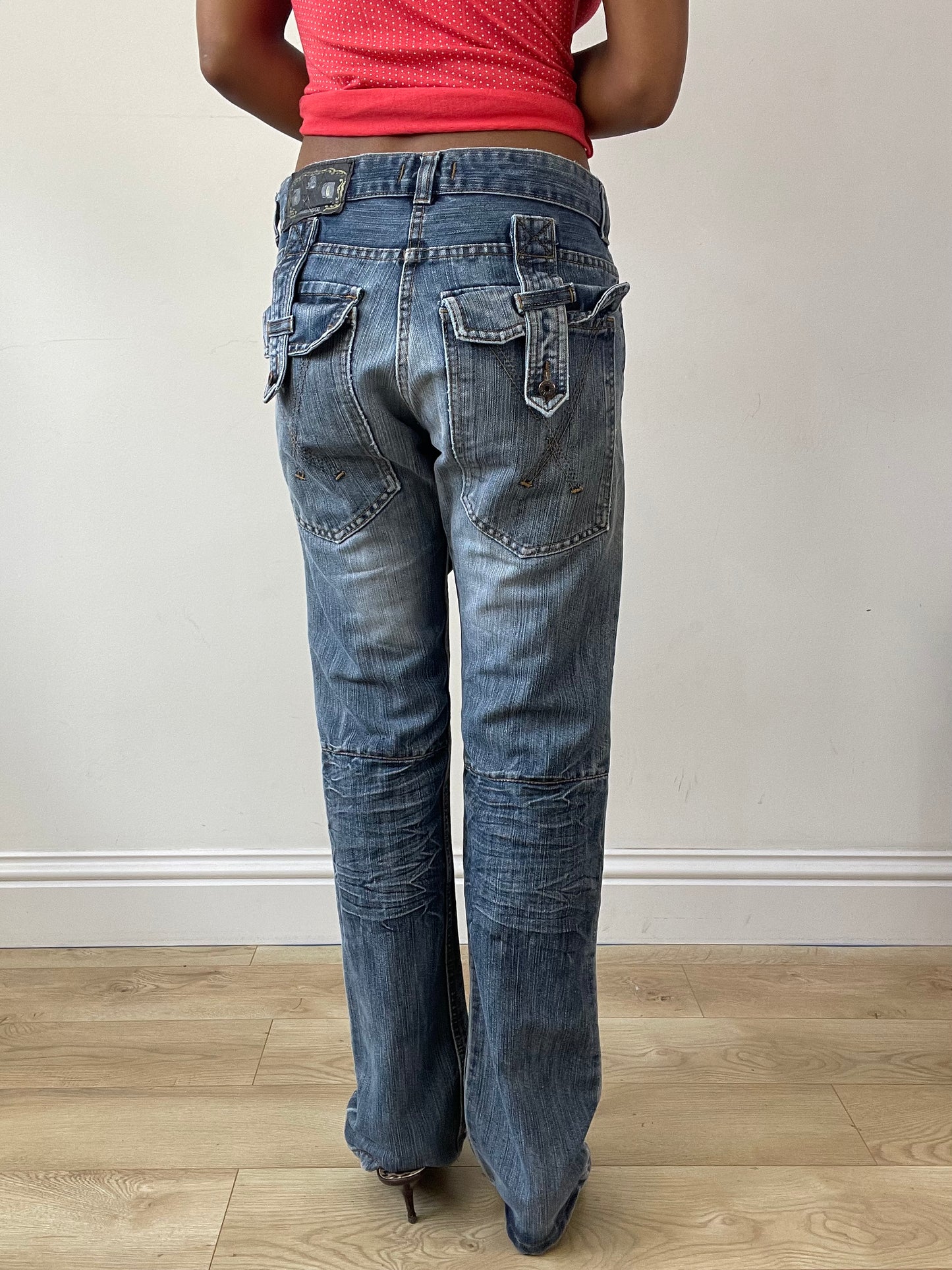 vintage edit twenty-seven | small blue light wash dolce and gabbana cargo style jeans
