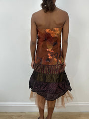 BEST PICKS | medium brown bandeau midi dress with floral print