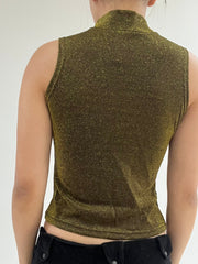 ‼️ | small golden sleeveless high neck top