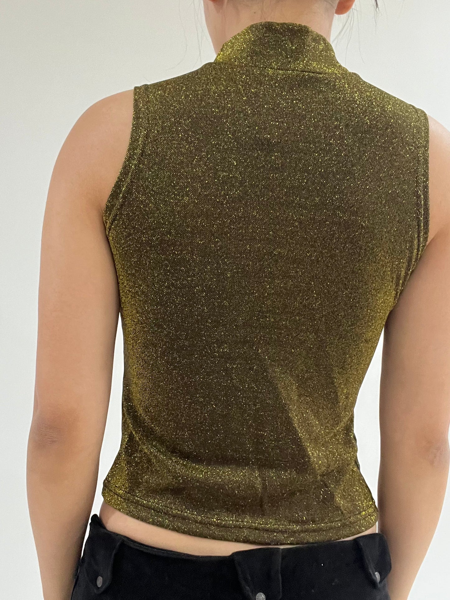 ‼️ | small golden sleeveless high neck top
