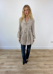 small beige bubble trench coat