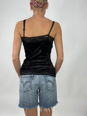 💚 TAYLOR SWIFT DROP | small black velour cami with lace trim