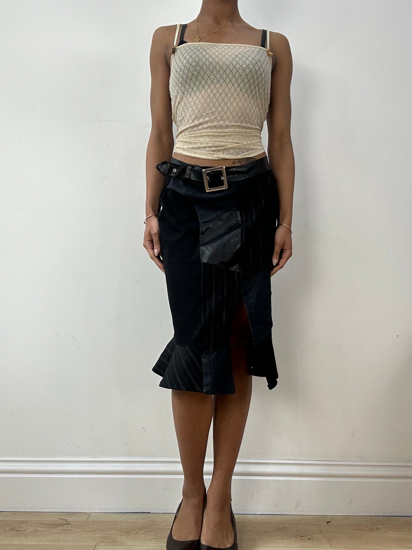 vintage edit fifteen | small beige sheer datch cami top with gold ribbons