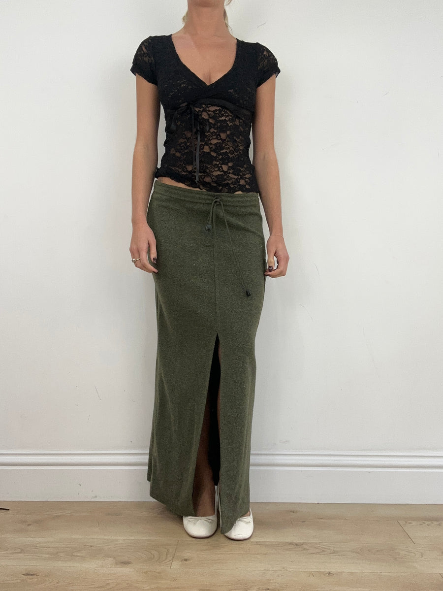 INVIERNO ESSENTIALS | falda maxi caqui pequeña
