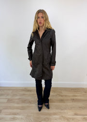 small sisley brown leather jacket
