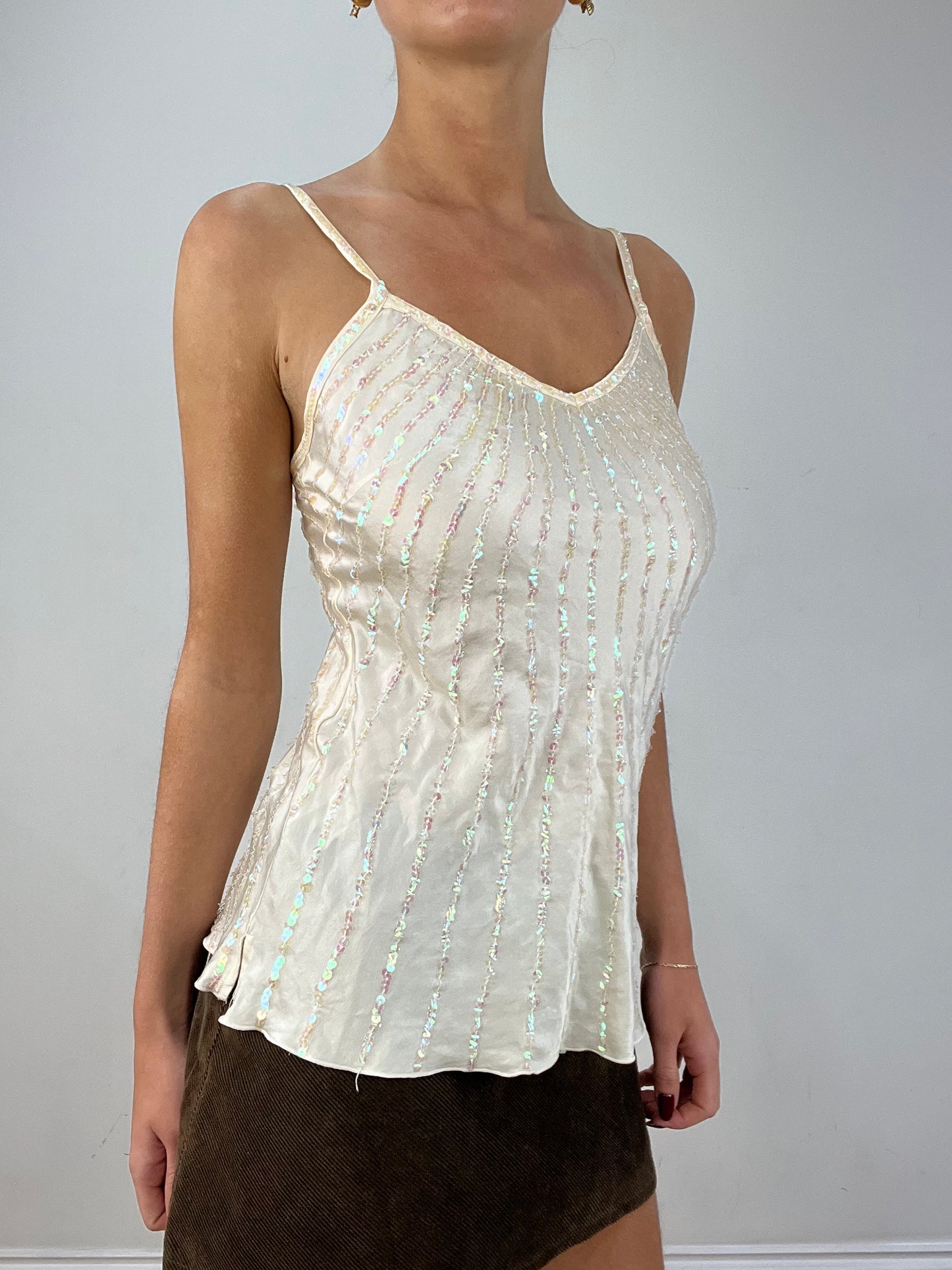 vintage edit twelve | medium white sequin cami top