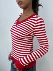 BEST PICKS | small red lacoste long sleeve striped jumper