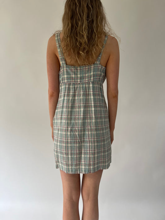 SATC drop | taille: M · couleur: bleu + violet · article: robe · détails: écossais