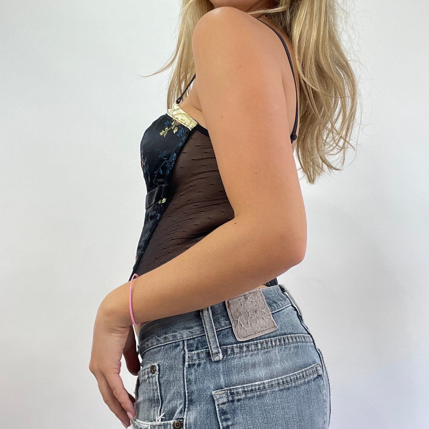 GRUNGE COQUETTE DROP | small black oriental floral corset