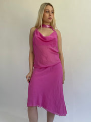 Y2K| medium pink backless midi dress