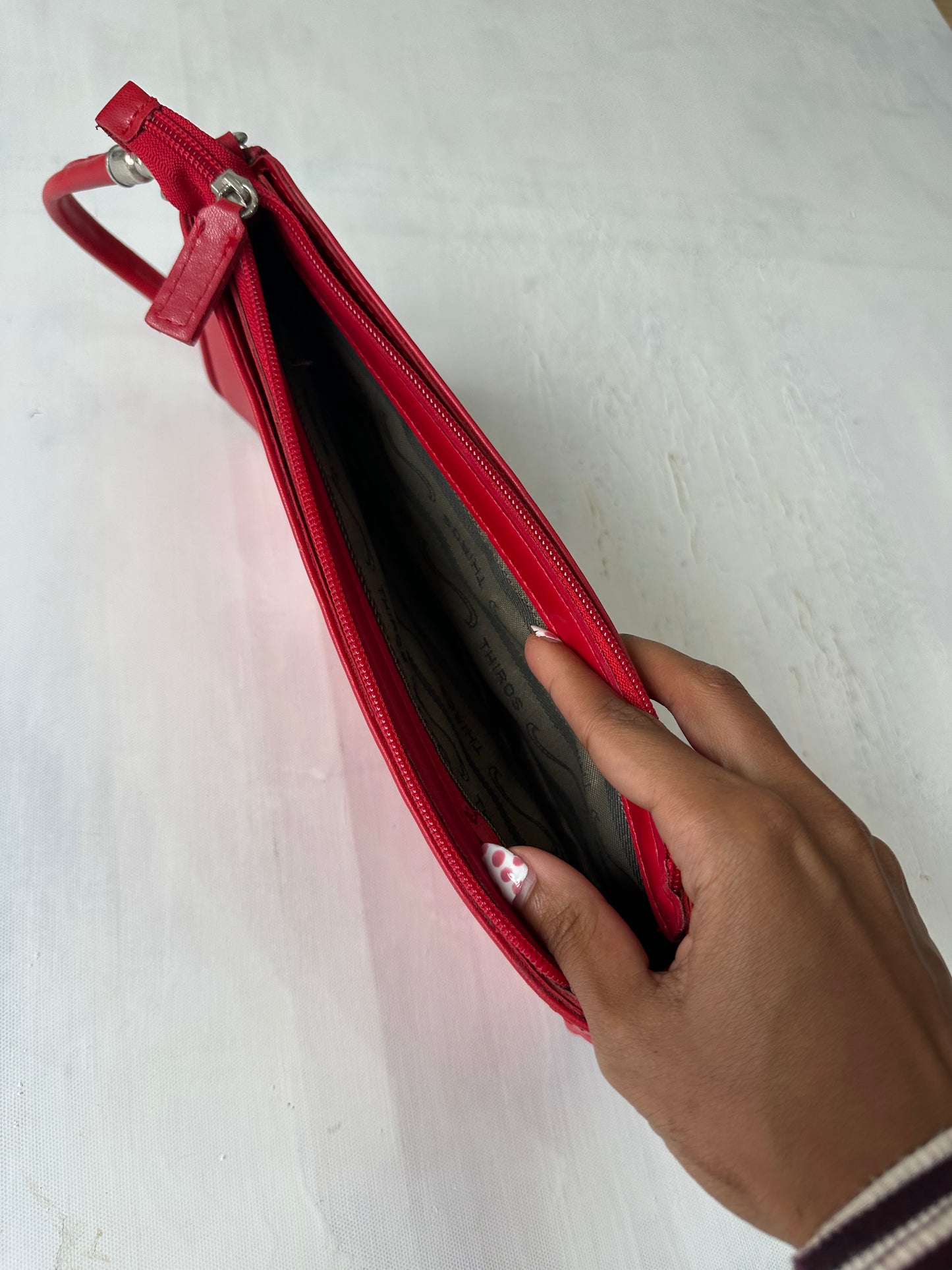 vintage edit twenty-nine | small red handbag with silver hardware detail