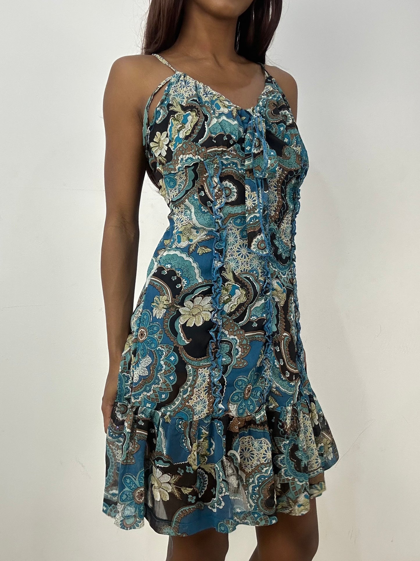 vintage edit thirty-three | small blue mesh overlay midi dress