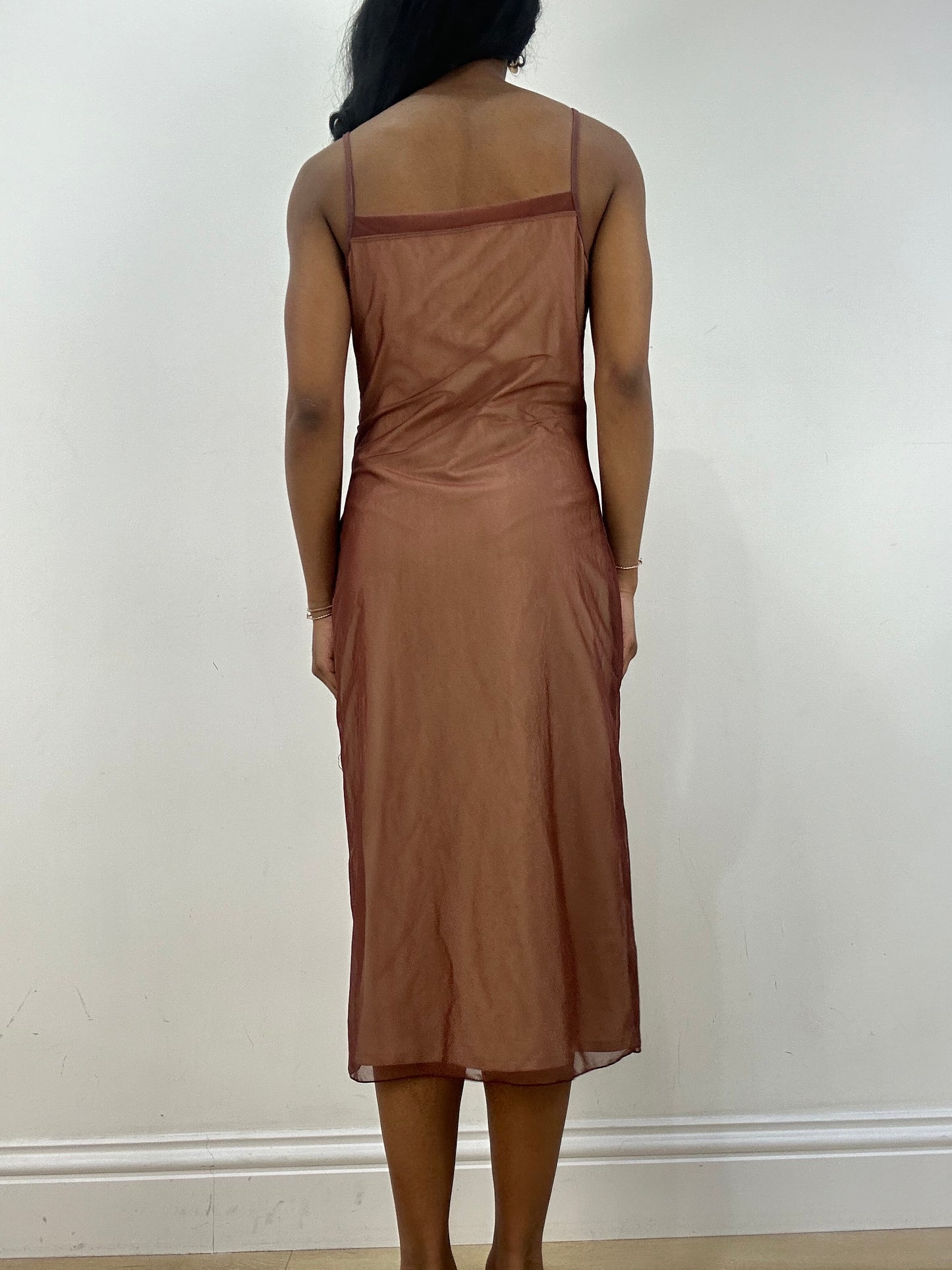 vintage edit fifteen | medium tan and red overlay dress with sequins