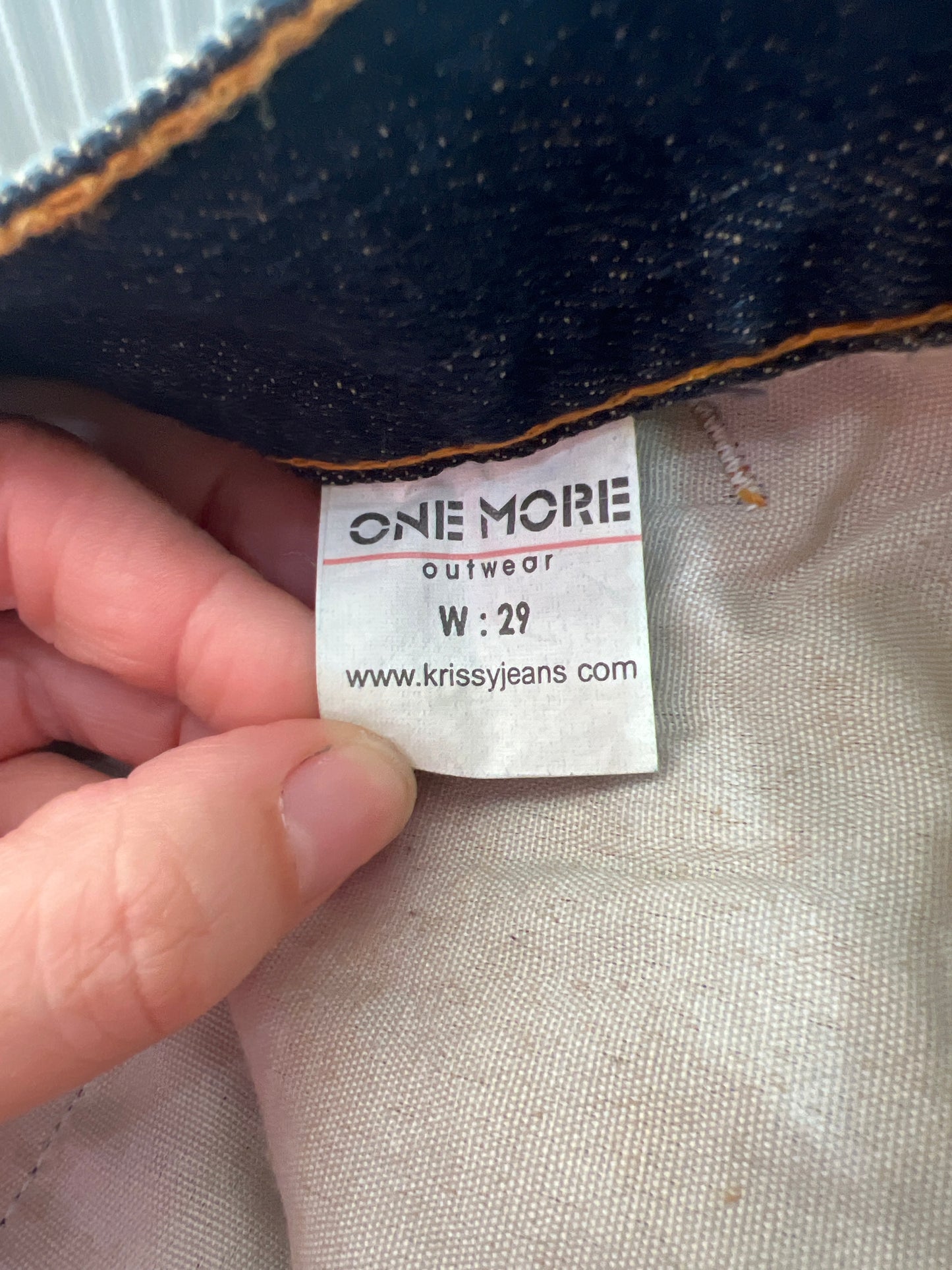 euro trash | medium blue denim capris with tie cuffs