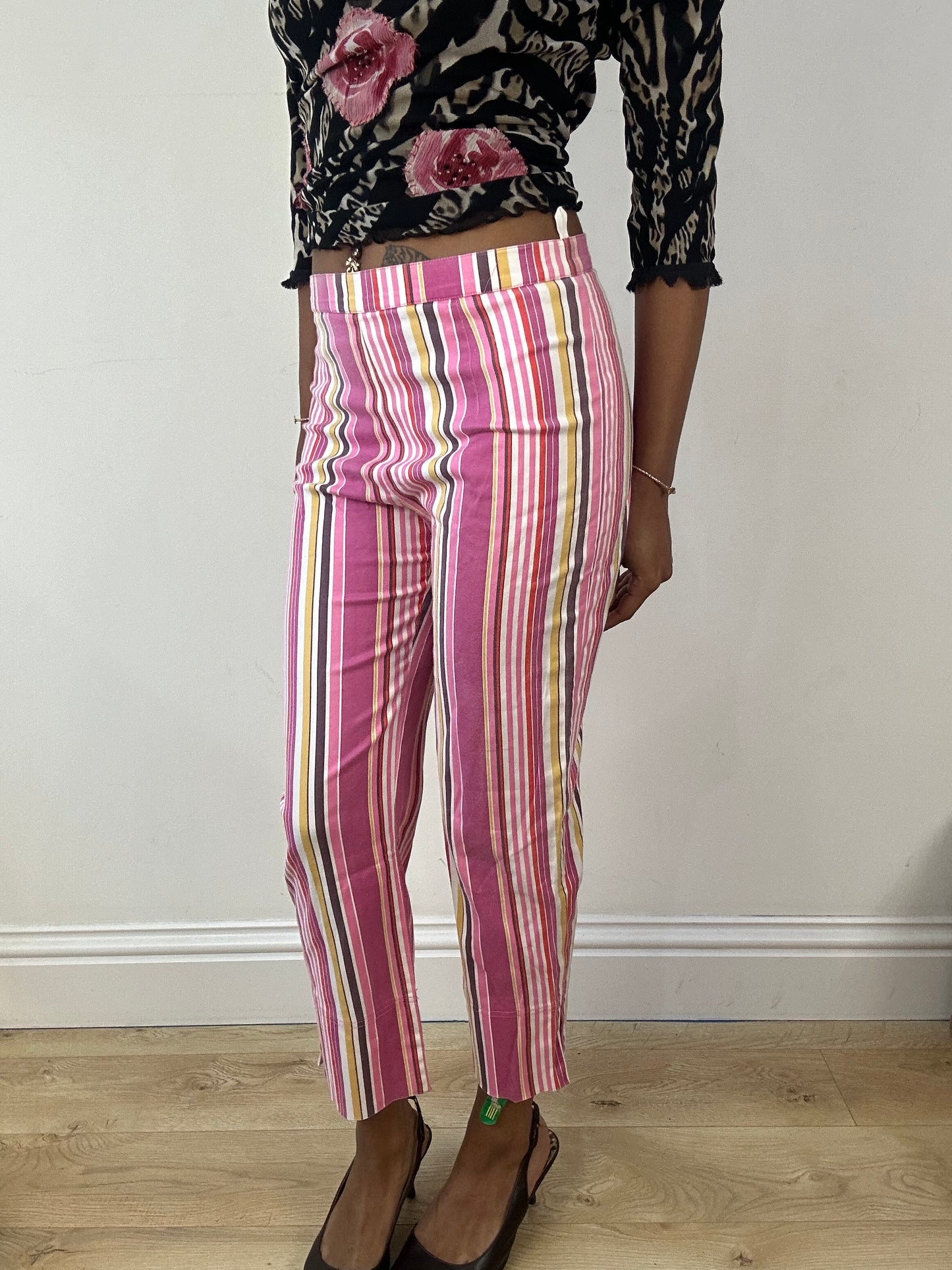 vintage edit eighteen | small pink and white stripy low waisted trousers
